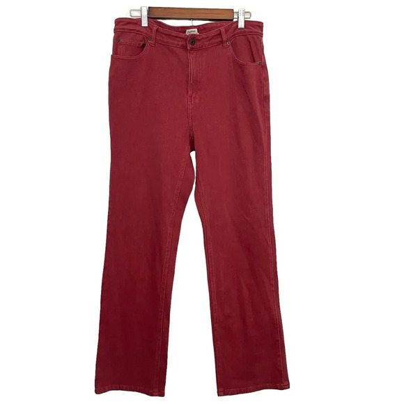 L.L. Bean Classic Fit Pants Size 12 Red Straight Leg Stretch - Picture 7 of 7
